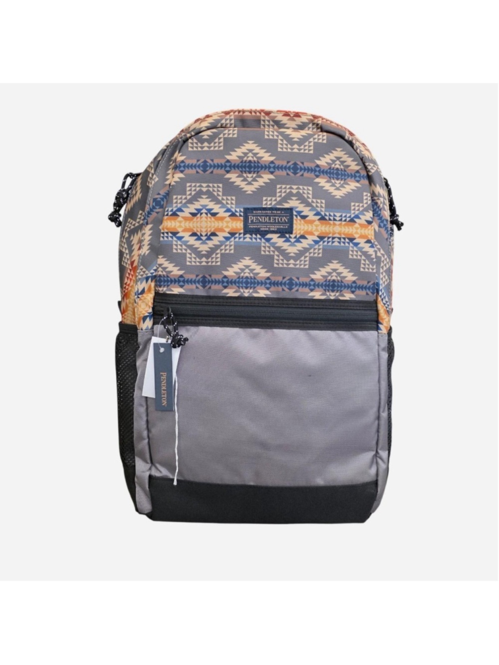 Pendleton gray and orange geometric pattern backpack #pendleton #geometric